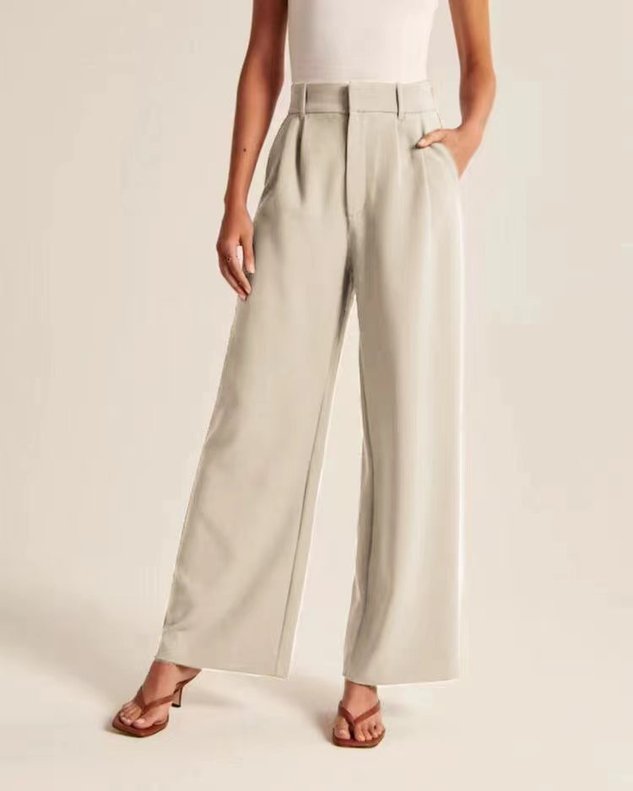 Women's H-Line Straight Pants Commuting Going Out Pants Khaki Casual Plain Spring/Fall Pants